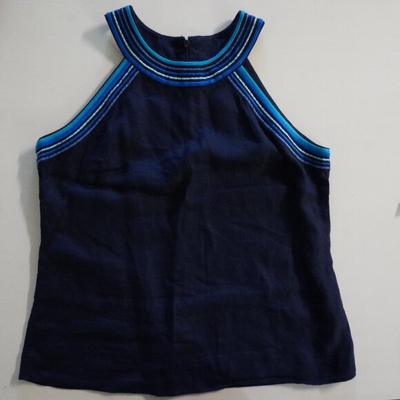 Boden Sleeveless Blue Embroidered around Neck - Picture 1 of 8